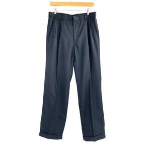 Greg Norman Black Pleated Cuffed Pants Mens Size 32x34 Classic Career Business